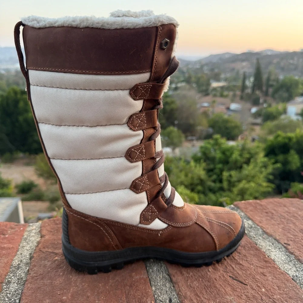 Timberland Mount Hope Waterproof Winter Boot Brown Cream 6910B Women 6 Primaloft